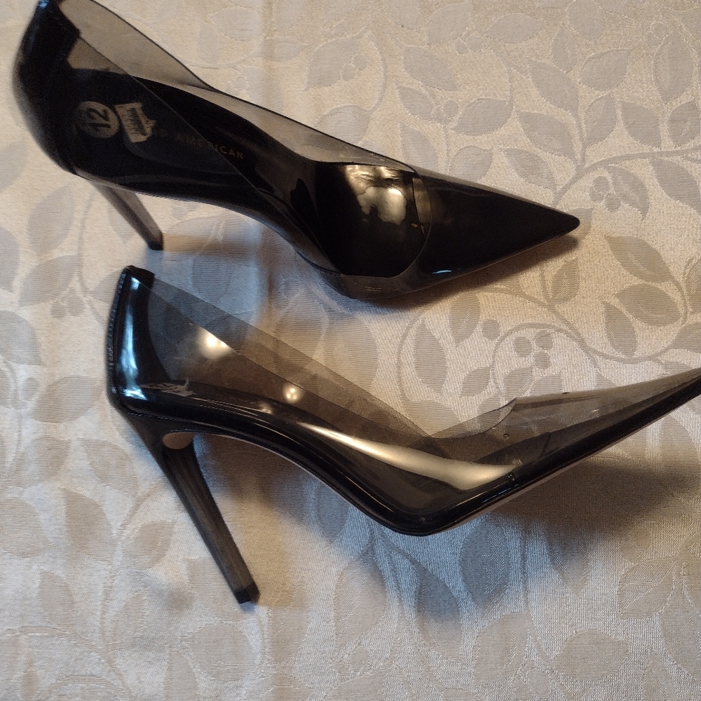 Good American Cinderella Pumps High Heels Smoky Transparent Pointed Toe